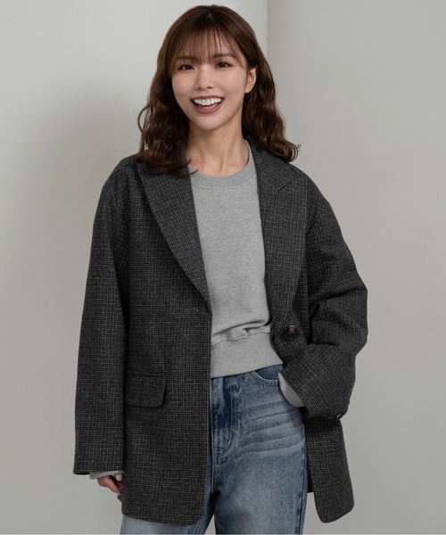 I_am(アイアム)の「classic check jacket【I_am × kimina】 / クラシックチェックジャケット(その他アウター・レディース・ブラウン/チャコール・FREE)」の1枚目の写真