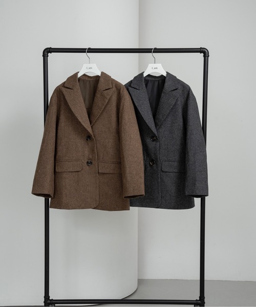 I_am(アイアム)の「classic check jacket【I_am × kimina】 / クラシックチェックジャケット(その他アウター・レディース・ブラウン/チャコール・FREE)」の4枚目の写真