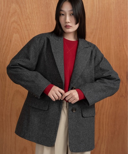 I_am(アイアム)の「classic check jacket【I_am × kimina】 / クラシックチェックジャケット(その他アウター・レディース・ブラウン/チャコール・FREE)」の12枚目の写真