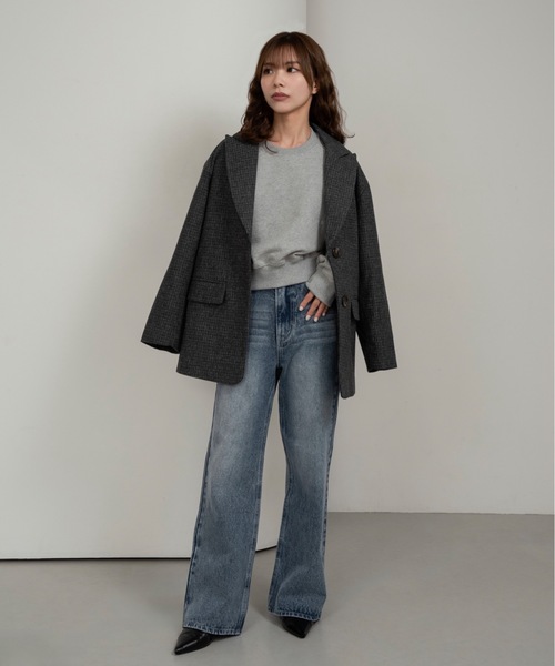 I_am(アイアム)の「classic check jacket【I_am × kimina】 / クラシックチェックジャケット(その他アウター・レディース・ブラウン/チャコール・FREE)」の15枚目の写真