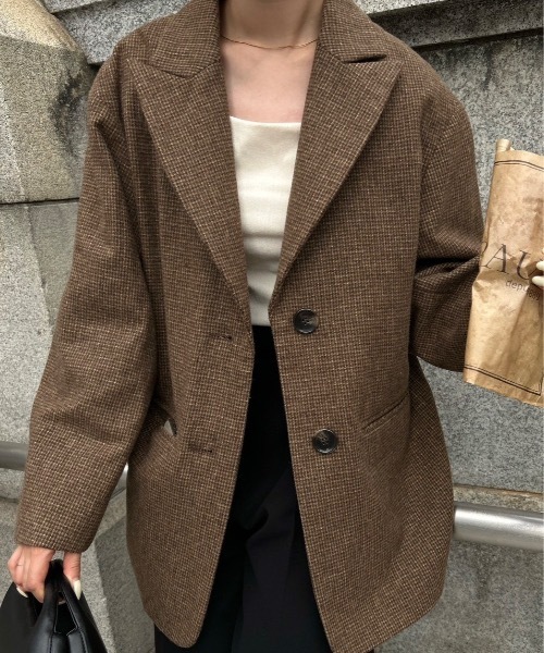 I_am(アイアム)の「classic check jacket【I_am × kimina】 / クラシックチェックジャケット(その他アウター・レディース・ブラウン/チャコール・FREE)」の22枚目の写真