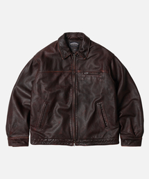 FRIZMWORKS（フリズムワークス）の「DESTROYED COWHIDE LEATHER JACKET _ WASHED BROWN（ライダースジャケット）」