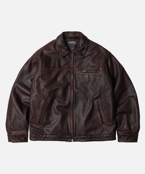 FRIZMWORKS(フリズムワークス)の「DESTROYED COWHIDE LEATHER JACKET _ WASHED BROWN(ライダースジャケット・メンズ・その他・LARGE/X-LARGE/SMALL/MEDIUM)」の1枚目の写真