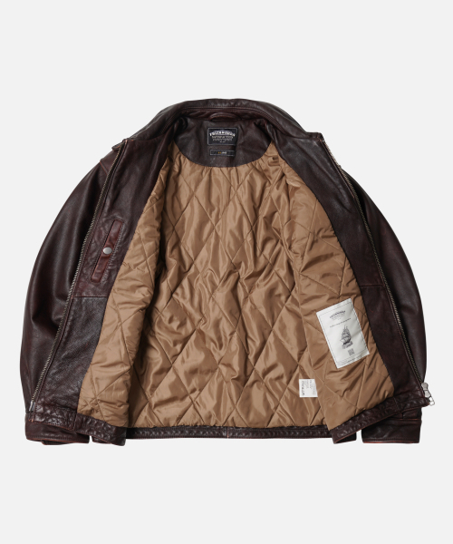 FRIZMWORKS(フリズムワークス)の「DESTROYED COWHIDE LEATHER JACKET _ WASHED BROWN(ライダースジャケット・メンズ・その他・LARGE/X-LARGE/SMALL/MEDIUM)」の2枚目の写真
