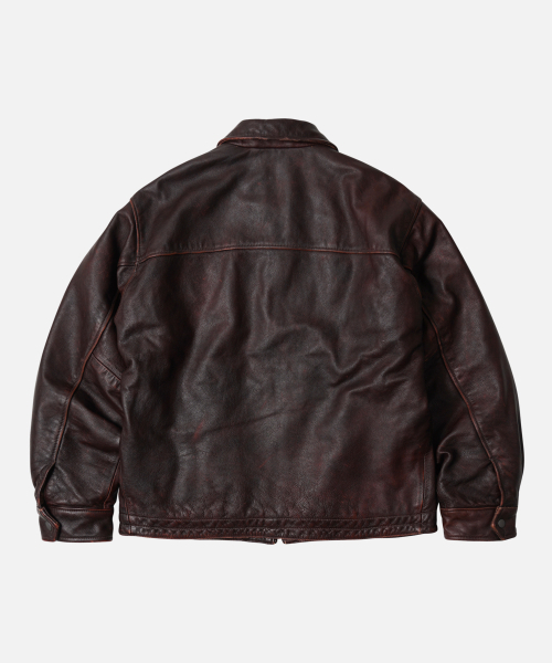 FRIZMWORKS(フリズムワークス)の「DESTROYED COWHIDE LEATHER JACKET _ WASHED BROWN(ライダースジャケット・メンズ・その他・LARGE/X-LARGE/SMALL/MEDIUM)」の3枚目の写真