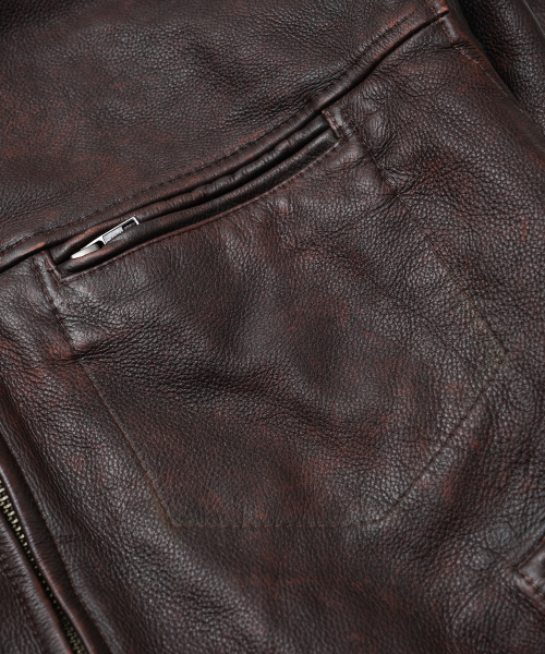 FRIZMWORKS(フリズムワークス)の「DESTROYED COWHIDE LEATHER JACKET _ WASHED BROWN(ライダースジャケット・メンズ・その他・LARGE/X-LARGE/SMALL/MEDIUM)」の5枚目の写真
