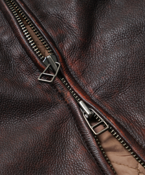 FRIZMWORKS(フリズムワークス)の「DESTROYED COWHIDE LEATHER JACKET _ WASHED BROWN(ライダースジャケット・メンズ・その他・LARGE/X-LARGE/SMALL/MEDIUM)」の7枚目の写真
