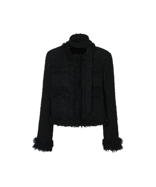 LUCY SCARF TWEED JACKET black