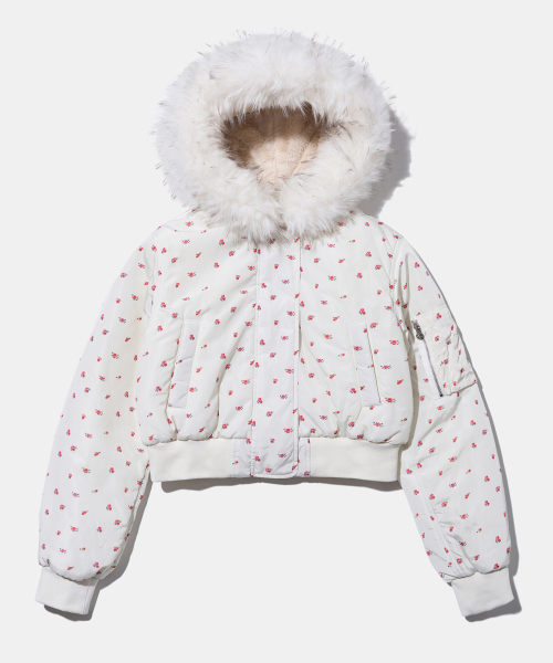 FLOWER MA-1 FUR HOOD JUMPER IVORY