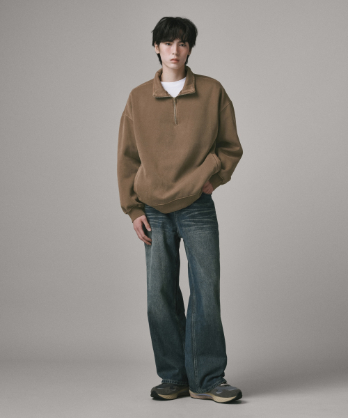 Verdnt（バーダント）の「ガーメントダイ ハーフジップ フリース スウェット Tシャツ [モカ]（スウェット・レディース・その他・SMALL/MEDIUM/LARGE）」の4枚目の写真