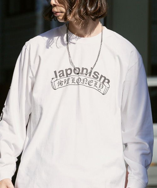 LONELY/論理(ロンリー)の「LONELY(論理)/ロンリー "LONELY HEARTS" HEAVY OZ LONG SLEEVE ヘビーウェイト クルーネックロンT(Tシャツ/カットソー・メンズ・ホワイト/ブラック・L/XL/XXL)」の1枚目の写真