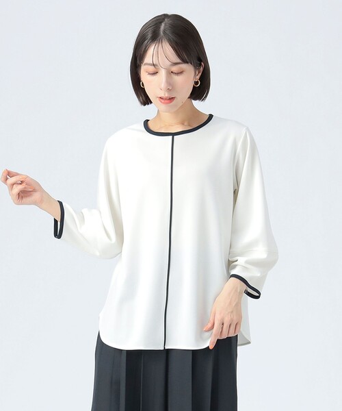 BEAMS HEART(ビームスハート)の「バイカラー ライン プルオーバー(Tシャツ/カットソー・レディース・ブラウン系その他2/オフホワイト/ネイビー・FREE)」の11枚目の写真