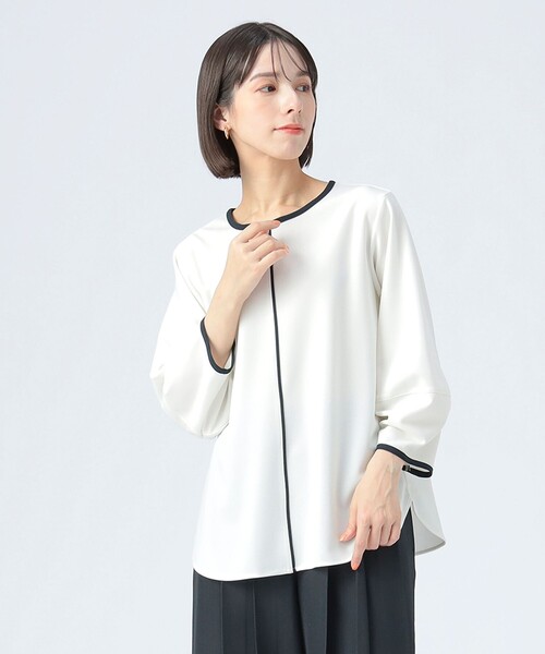 BEAMS HEART(ビームスハート)の「バイカラー ライン プルオーバー(Tシャツ/カットソー・レディース・ブラウン系その他2/オフホワイト/ネイビー・FREE)」の12枚目の写真