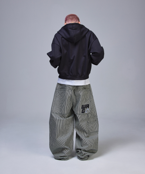 SCALLYWAG（スカリーワグ）の「ダブルニー バギー カーペンター 生地デニム[ストライプ]（デニムパンツ・レディース・その他・MEDIUM/X-LARGE/LARGE/SMALL）」の8枚目の写真