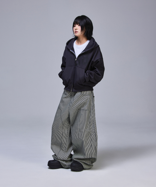 SCALLYWAG（スカリーワグ）の「ダブルニー バギー カーペンター 生地デニム[ストライプ]（デニムパンツ・レディース・その他・MEDIUM/X-LARGE/LARGE/SMALL）」の10枚目の写真