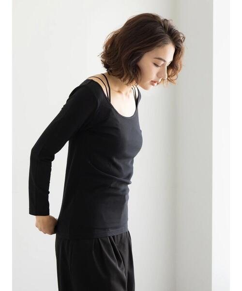 Te chichi（テチチ）の「ヘルスヒートインナー(バレエネック)（Tシャツ/カットソー・レディース・オフホワイト/ブラック・F）」の4枚目の写真