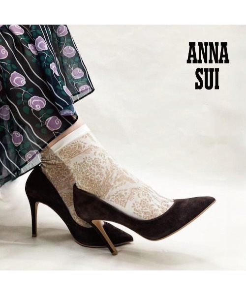 ANNA SUI(アナスイ)の「バードフローラルウォールペーパーソックス(ソックス/靴下・レディース・オフホワイト/ブラック/ライトグレー/パープル・FREE)」の7枚目の写真