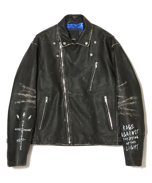MSML（エムエスエムエル）の「GRAPHIC RIDERS JACKET / COW LEATHER（ライダースジャケット・メンズ・ブラック・S/M/L）」の2枚目の写真