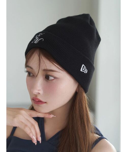 NEW ERA(ニューエラ)の「【NEW ERA×EATME】E/Mロゴニットキャップ(ニットキャップ/ビーニー・レディース・ブラック・FREE)」の2枚目の写真