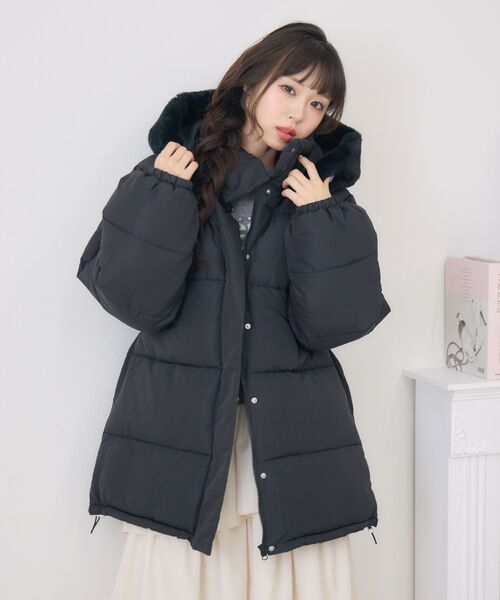 ems excite（エムズエキサイト）の「Fファーフード付中綿コート（ダウンジャケット/コート・レディース・ナチュラル/ブラック・FREE）」の18枚目の写真