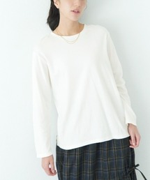 リブ イン コンフォート 吸湿発熱コットン素材の こだわりほか綿ロング白Tシャツ