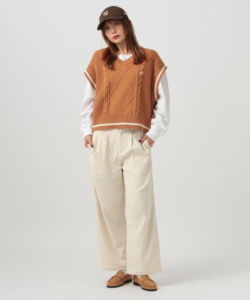 BAYFLOW（ベイフロー）の「[腰回りすっきり]モールストレートワイドパンツ（その他パンツ・レディース・チャコール/ダークブラウン/オフホワイト・SMALL/MEDIUM）」の12枚目の写真