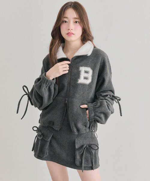 OLIVE des OLIVE（オリーブデオリーブ）の「フリースロゴジップジャケット（Tシャツ/カットソー・レディース・チャコールグレー/アイボリー/トップグレー・FREE）」の10枚目の写真