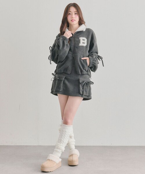 OLIVE des OLIVE（オリーブデオリーブ）の「フリースロゴジップジャケット（Tシャツ/カットソー・レディース・チャコールグレー/アイボリー/トップグレー・FREE）」の13枚目の写真