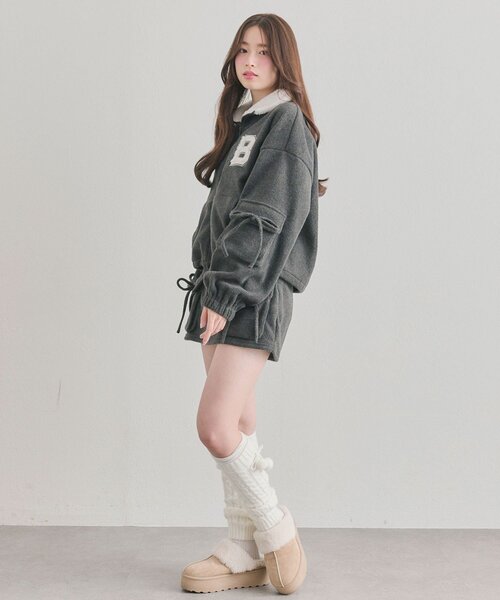 OLIVE des OLIVE（オリーブデオリーブ）の「フリースロゴジップジャケット（Tシャツ/カットソー・レディース・チャコールグレー/アイボリー/トップグレー・FREE）」の14枚目の写真