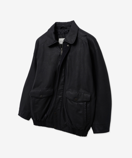 LADY VOLUME(レディーボリューム)の「VINTAGE WASHED LEATHER PADDING PARKA_BLACK(ダウンジャケット/コート・レディース・その他・FREE)」の1枚目の写真