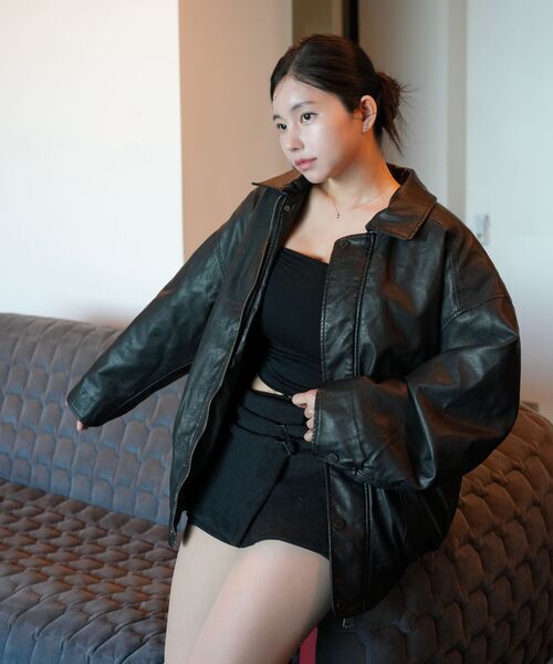 LADY VOLUME(レディーボリューム)の「VINTAGE WASHED LEATHER PADDING PARKA_BLACK(ダウンジャケット/コート・レディース・その他・FREE)」の9枚目の写真