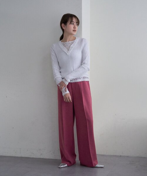 SHENERY(シーナリー)の「トロタックワイドパンツ(その他パンツ・レディース・ベージュ/ブラック/ローズ・38/36)」の9枚目の写真