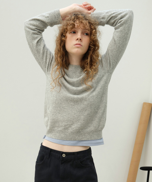 LEVAR(レバー)の「Essential Wool Round Knit - Melange grey(ニット/セーター・レディース・その他・FREE)」の1枚目の写真