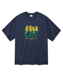 キャット 半袖Tシャツ ネイビー
