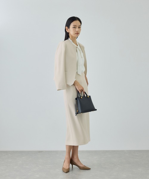 ROPE'（ロペ）の「トリアセダブルクロス クルーネックジャケット/イージーケア・セットアップ対応・26SS（ノーカラージャケット・レディース・ベージュ/ネイビー・36/38/40）」の11枚目の写真