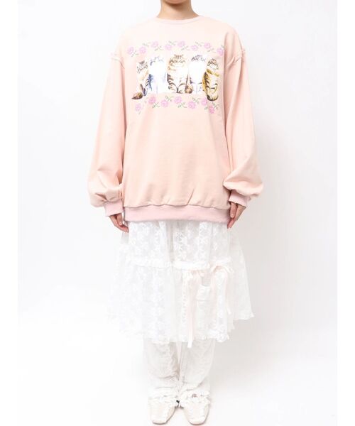 merry jenny（メリージェニー）の「blooming catスウェット（スウェット・レディース・ネイビー/ピンク/クリーム・FREE）」の12枚目の写真