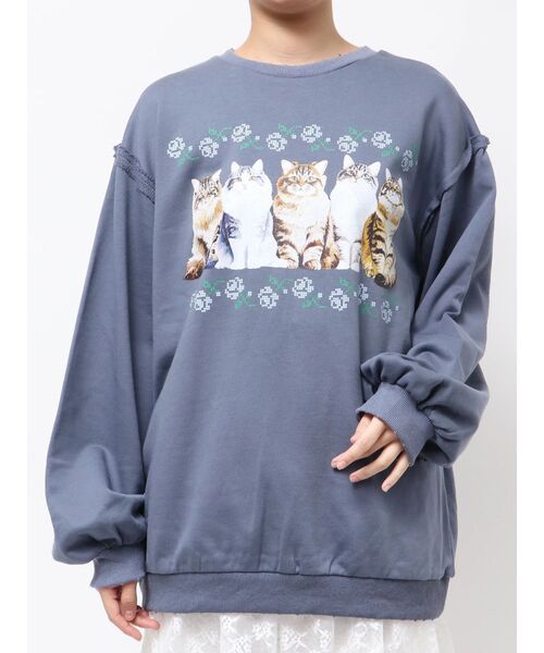merry jenny（メリージェニー）の「blooming catスウェット（スウェット・レディース・ネイビー/ピンク/クリーム・FREE）」の16枚目の写真