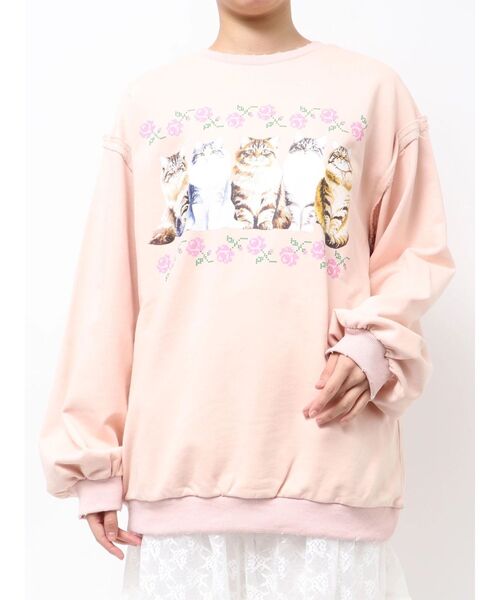 merry jenny（メリージェニー）の「blooming catスウェット（スウェット・レディース・ネイビー/ピンク/クリーム・FREE）」の10枚目の写真