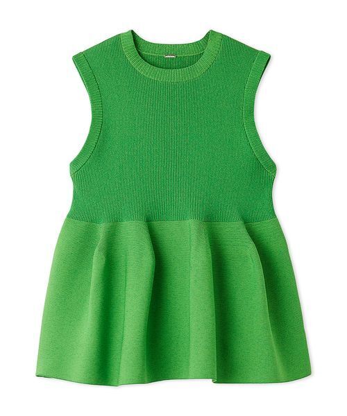 Mila Owen（ミラオーウェン）の「【USAGI・ZOZO限定カラー】【セットアップ対応】フォルムアンサンブルペプラムノースリニット（ニット/セーター・レディース・ネイビー/グリーン/ピンク/アイボリー/ブラック・F）」の3枚目の写真