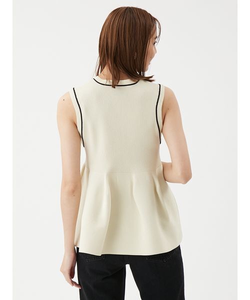 Mila Owen（ミラオーウェン）の「【USAGI・ZOZO限定カラー】【セットアップ対応】フォルムアンサンブルペプラムノースリニット（ニット/セーター・レディース・ネイビー/グリーン/ピンク/アイボリー/ブラック・F）」の9枚目の写真