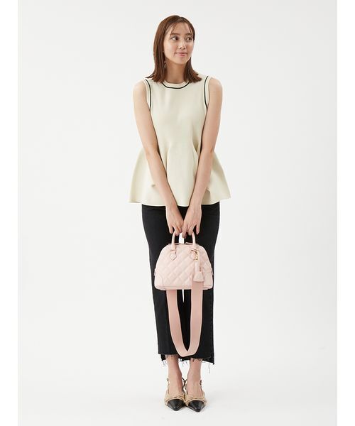 Mila Owen（ミラオーウェン）の「【USAGI・ZOZO限定カラー】【セットアップ対応】フォルムアンサンブルペプラムノースリニット（ニット/セーター・レディース・ネイビー/グリーン/ピンク/アイボリー/ブラック・F）」の14枚目の写真