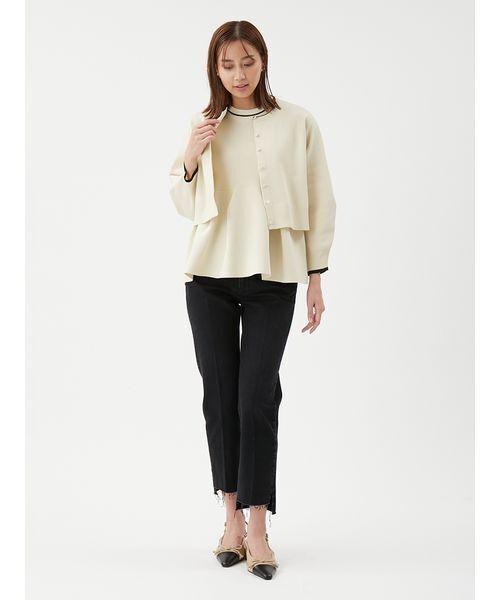 Mila Owen（ミラオーウェン）の「【USAGI・ZOZO限定カラー】【セットアップ対応】フォルムアンサンブルペプラムノースリニット（ニット/セーター・レディース・ネイビー/グリーン/ピンク/アイボリー/ブラック・F）」の17枚目の写真