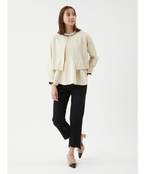 Mila Owen（ミラオーウェン）の「【USAGI・ZOZO限定カラー】【セットアップ対応】フォルムアンサンブルペプラムノースリニット（ニット/セーター・レディース・ネイビー/グリーン/ピンク/アイボリー/ブラック・F）」の18枚目の写真