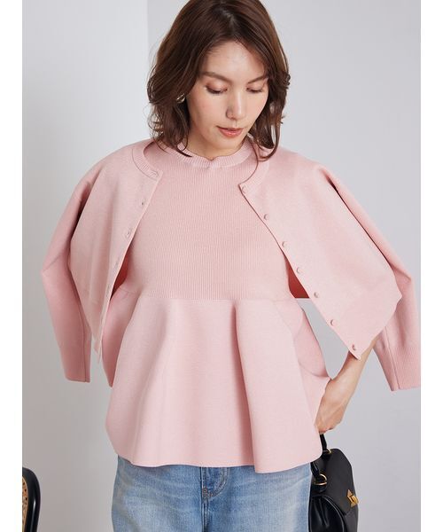 Mila Owen（ミラオーウェン）の「【USAGI・ZOZO限定カラー】【セットアップ対応】フォルムアンサンブルペプラムノースリニット（ニット/セーター・レディース・ネイビー/グリーン/ピンク/アイボリー/ブラック・F）」の19枚目の写真