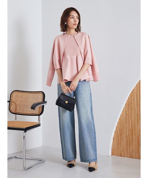 Mila Owen（ミラオーウェン）の「【USAGI・ZOZO限定カラー】【セットアップ対応】フォルムアンサンブルペプラムノースリニット（ニット/セーター・レディース・ネイビー/グリーン/ピンク/アイボリー/ブラック・F）」の21枚目の写真