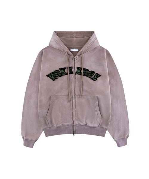 WOKE EDGE(ウォークエッジ)の「Faded Embroidery Zip Up Hoodie(パーカー・メンズ・ブルー/ベージュ・L/M)」の2枚目の写真