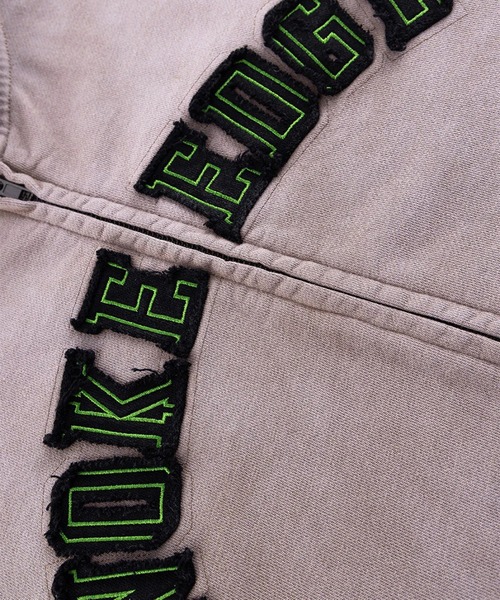 WOKE EDGE(ウォークエッジ)の「Faded Embroidery Zip Up Hoodie(パーカー・メンズ・ブルー/ベージュ・L/M)」の5枚目の写真