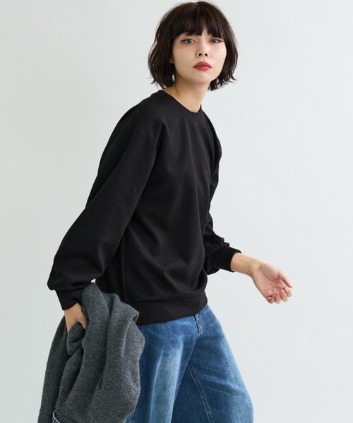 A.D.C.L.（エーディーシーエル）の「ダンボールニット オーバーサイズ 無地 プルオーバー（スウェット・レディース・杢グレー/ブラック/オートミール・M/L）」の4枚目の写真