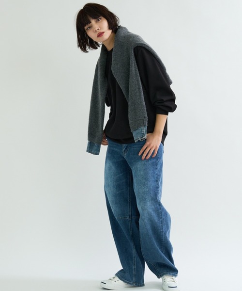 A.D.C.L.（エーディーシーエル）の「ダンボールニット オーバーサイズ 無地 プルオーバー（スウェット・レディース・杢グレー/ブラック/オートミール・M/L）」の6枚目の写真