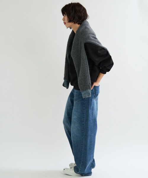 A.D.C.L.（エーディーシーエル）の「ダンボールニット オーバーサイズ 無地 プルオーバー（スウェット・レディース・杢グレー/ブラック/オートミール・M/L）」の7枚目の写真